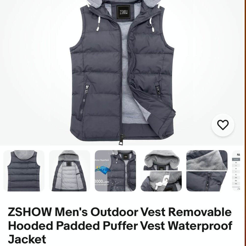 Zshow NWOT Men Quilted Removable Hood XXL Pockets Zipp Up High Low Hooded Gray